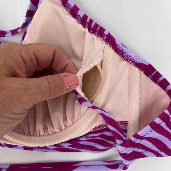 Shade & Shore Bikini Top Size 34C Fuchsia Pink Animal Print Underwire Padded - Picture 6 of 9